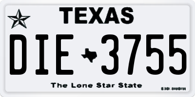 TX license plate DIE3755