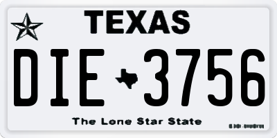 TX license plate DIE3756