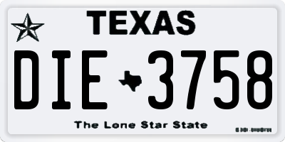TX license plate DIE3758