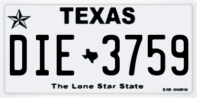 TX license plate DIE3759