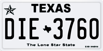 TX license plate DIE3760