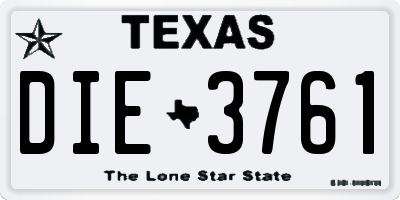 TX license plate DIE3761