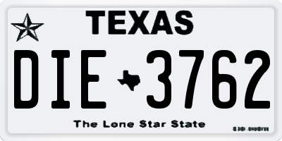TX license plate DIE3762