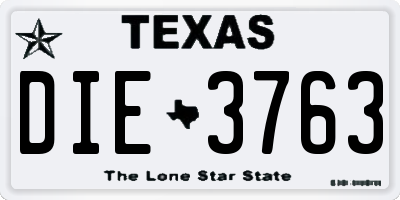 TX license plate DIE3763