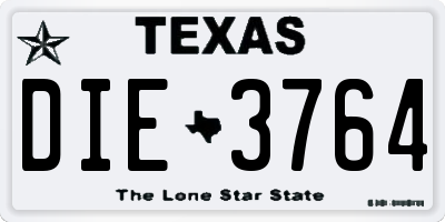 TX license plate DIE3764