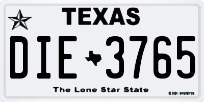 TX license plate DIE3765