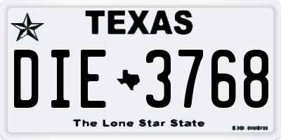 TX license plate DIE3768