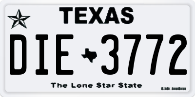 TX license plate DIE3772