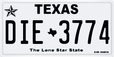 TX license plate DIE3774