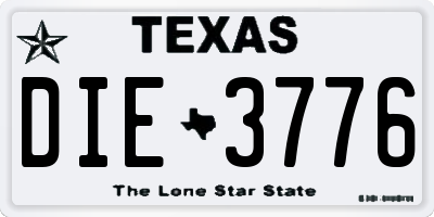 TX license plate DIE3776