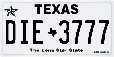 TX license plate DIE3777