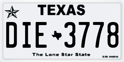 TX license plate DIE3778