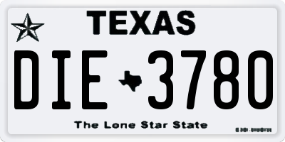 TX license plate DIE3780