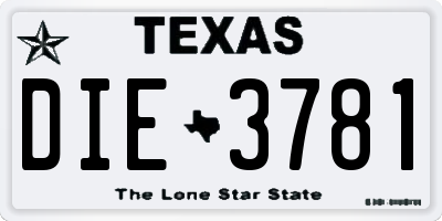 TX license plate DIE3781
