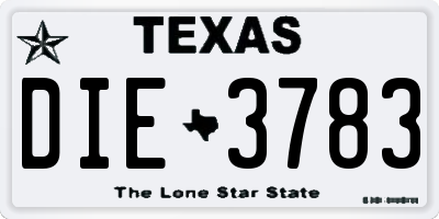 TX license plate DIE3783