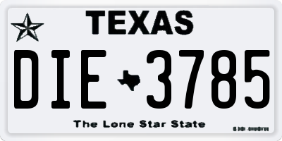 TX license plate DIE3785