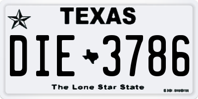 TX license plate DIE3786