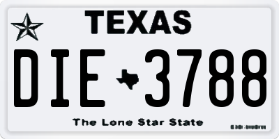 TX license plate DIE3788