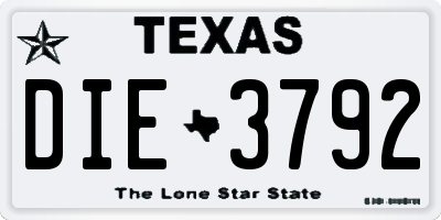 TX license plate DIE3792