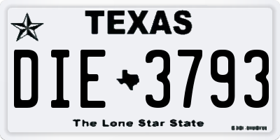 TX license plate DIE3793