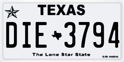 TX license plate DIE3794