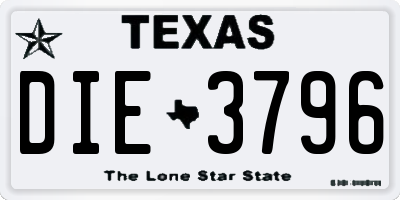 TX license plate DIE3796