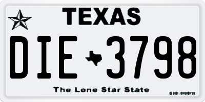 TX license plate DIE3798