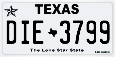 TX license plate DIE3799