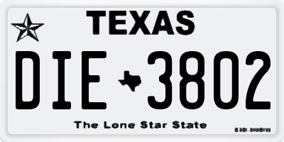 TX license plate DIE3802