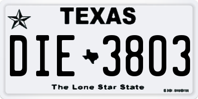 TX license plate DIE3803