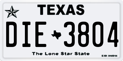 TX license plate DIE3804