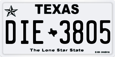 TX license plate DIE3805