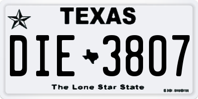 TX license plate DIE3807