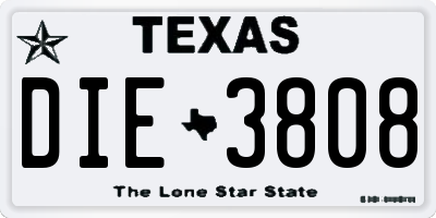 TX license plate DIE3808