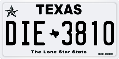 TX license plate DIE3810