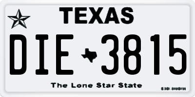 TX license plate DIE3815