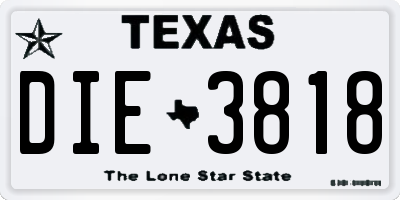 TX license plate DIE3818