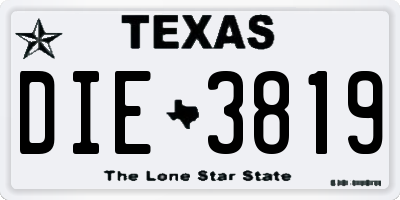 TX license plate DIE3819