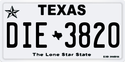 TX license plate DIE3820
