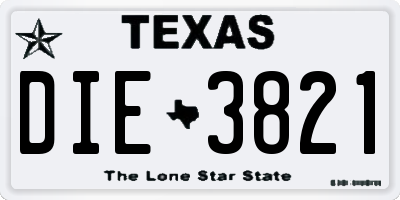 TX license plate DIE3821