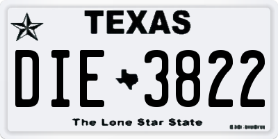 TX license plate DIE3822