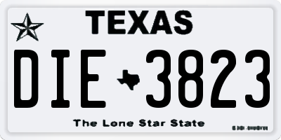 TX license plate DIE3823