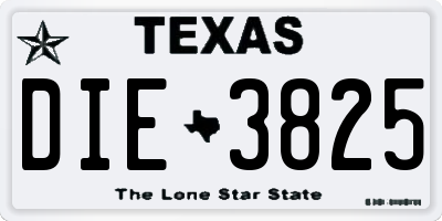 TX license plate DIE3825