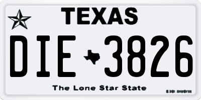 TX license plate DIE3826