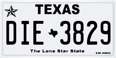 TX license plate DIE3829