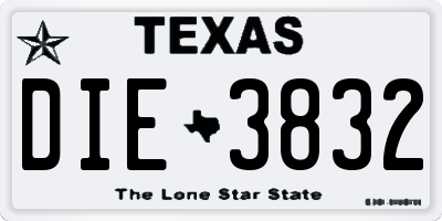TX license plate DIE3832