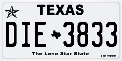 TX license plate DIE3833