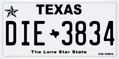 TX license plate DIE3834