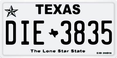 TX license plate DIE3835