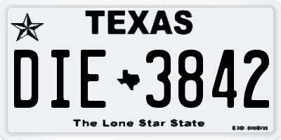 TX license plate DIE3842